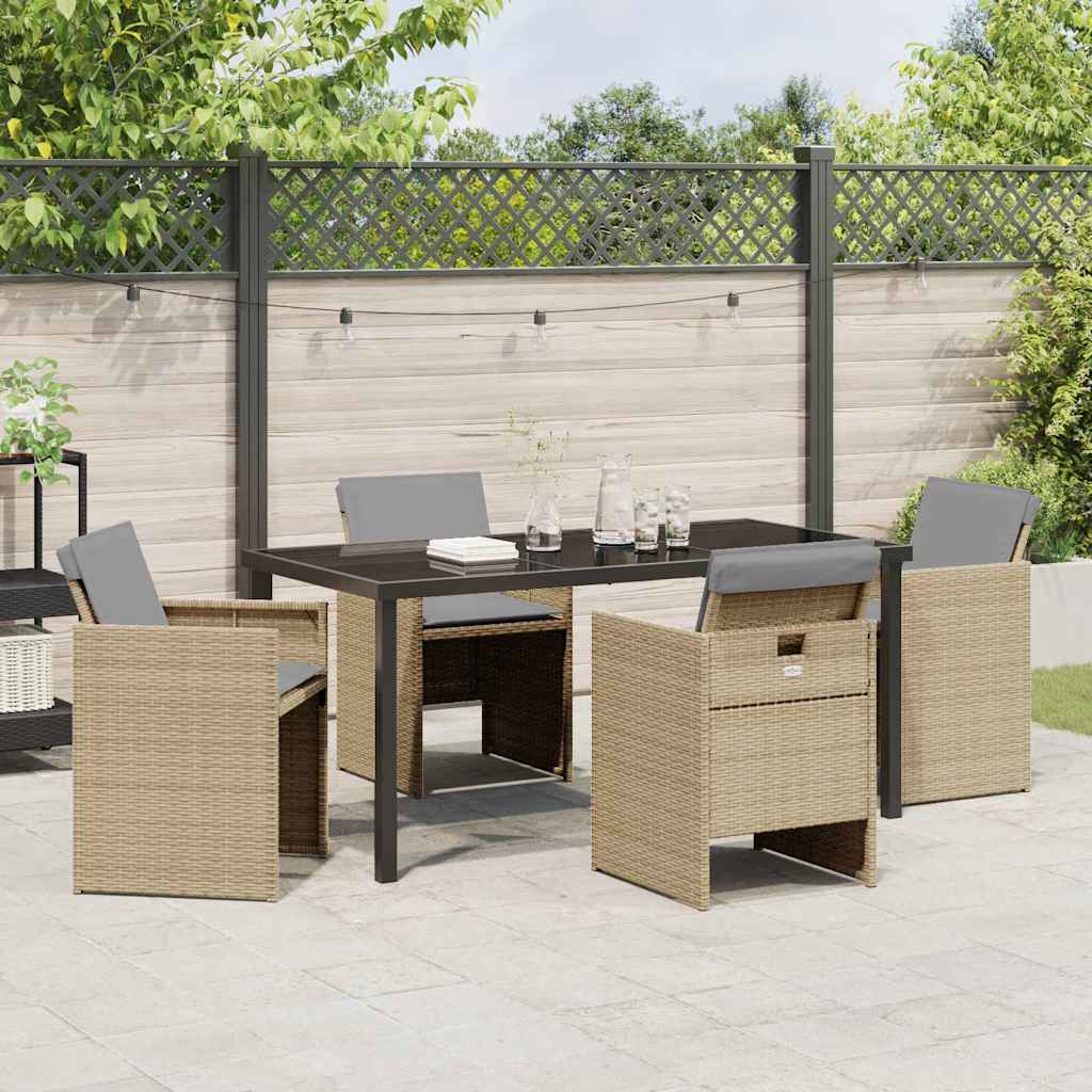 Have Spisebordssæt med pude 5 pcs Beige Poly rattan