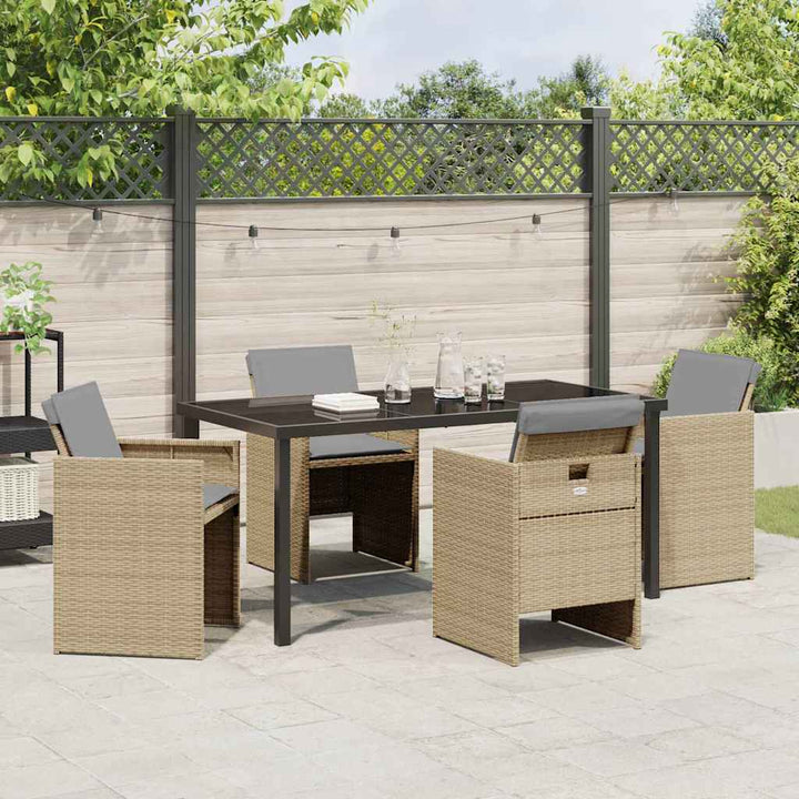 Have Spisebordssæt med pude 5 pcs Beige Poly rattan