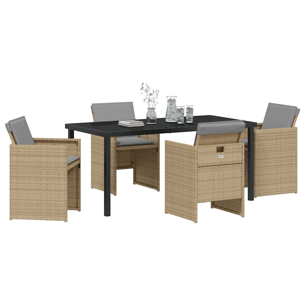Have Spisebordssæt med pude 5 pcs Beige Poly rattan