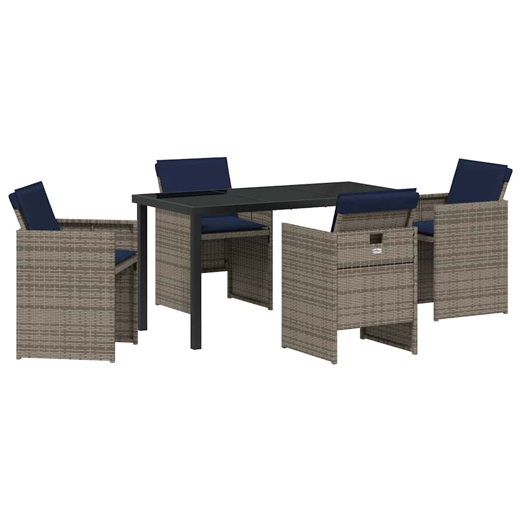 Have Spisebordssæt med pude 5 pcs Grå Poly rattan