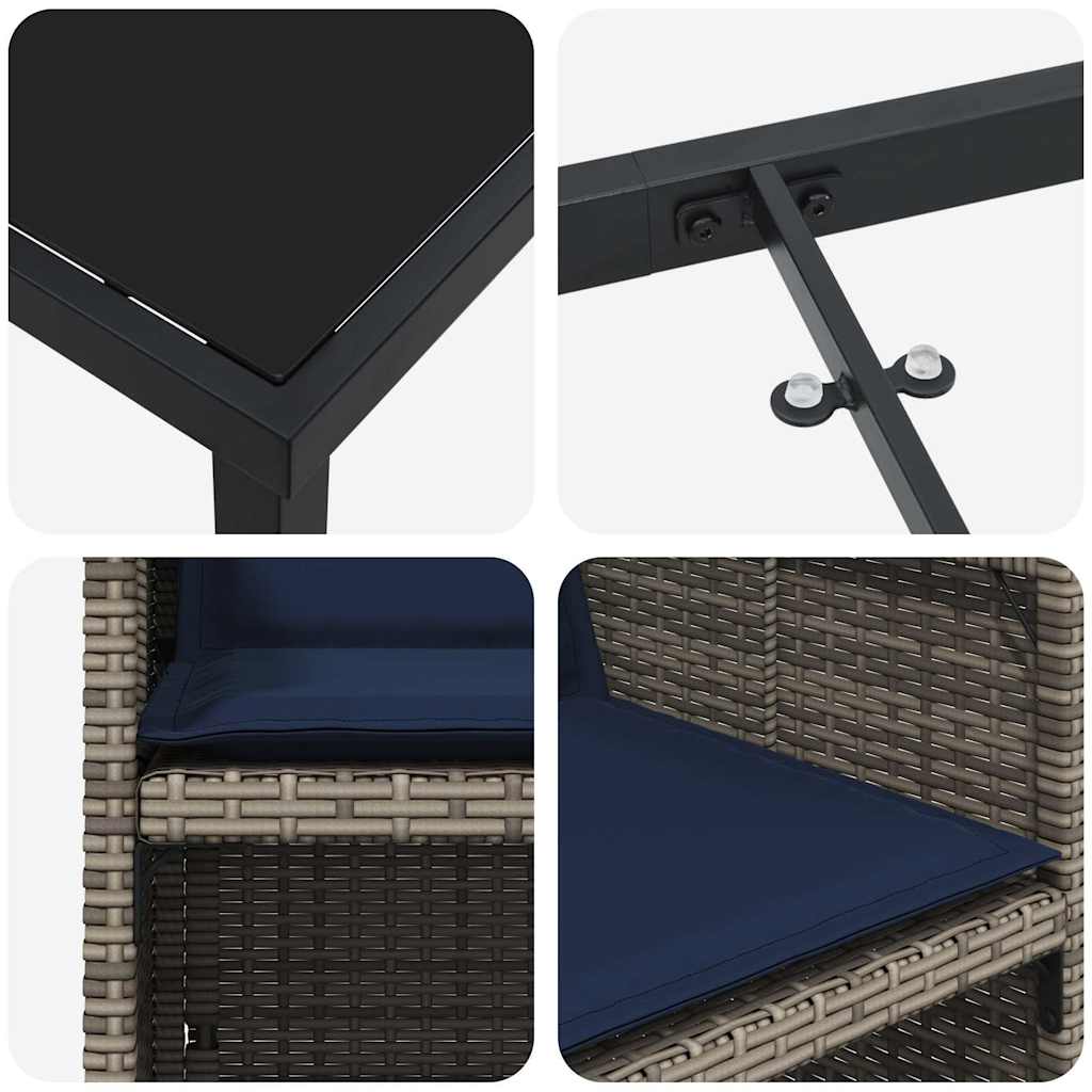 Have Spisebordssæt med pude 5 pcs Grå Poly rattan