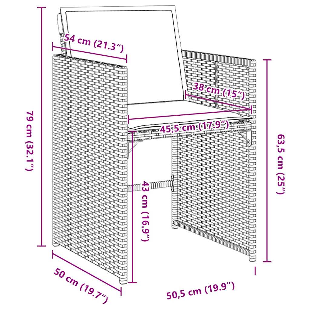 Have Spisebordssæt med pude 5 pcs Sort Poly rattan