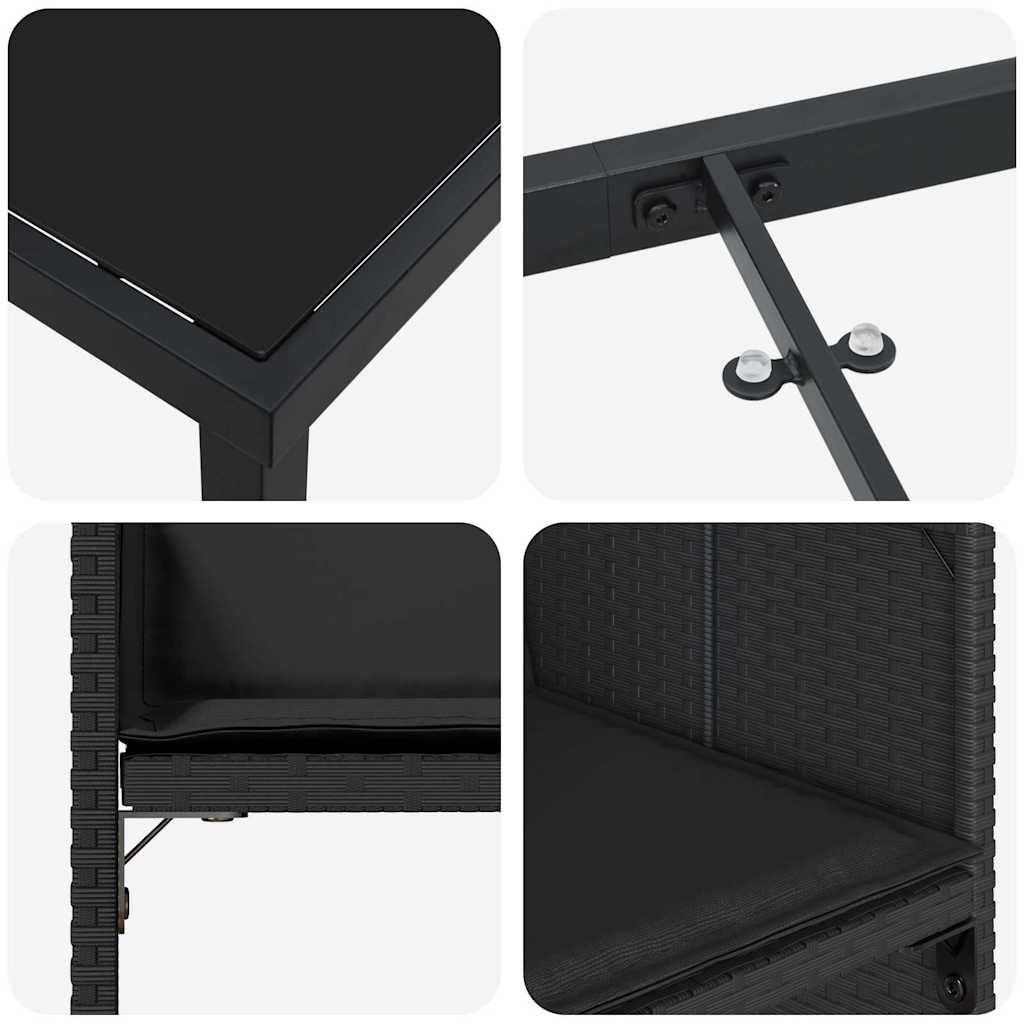 Have Spisebordssæt med pude 5 pcs Sort Poly rattan