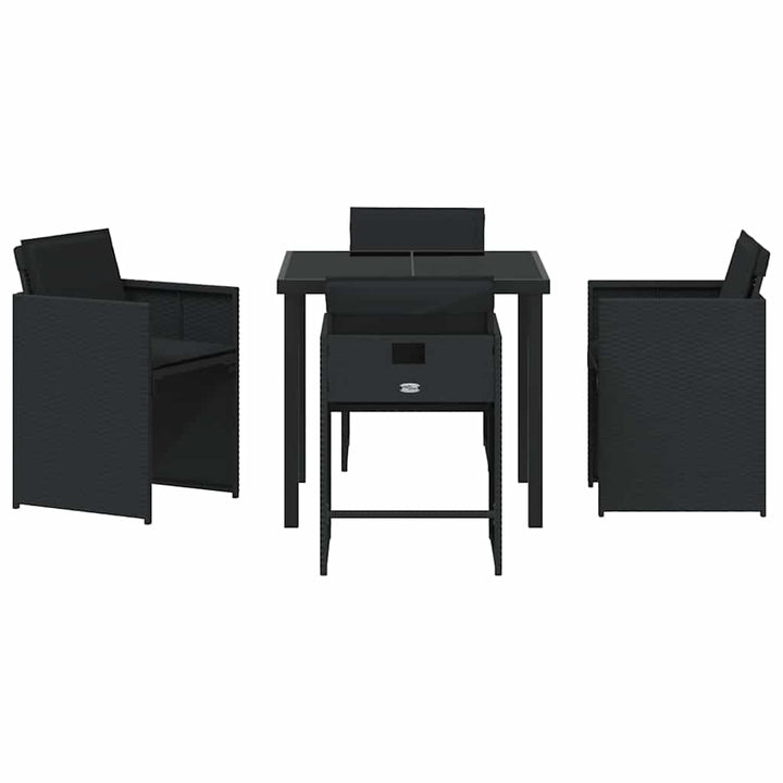 Have Spisebordssæt med pude 5 pcs Sort Poly rattan