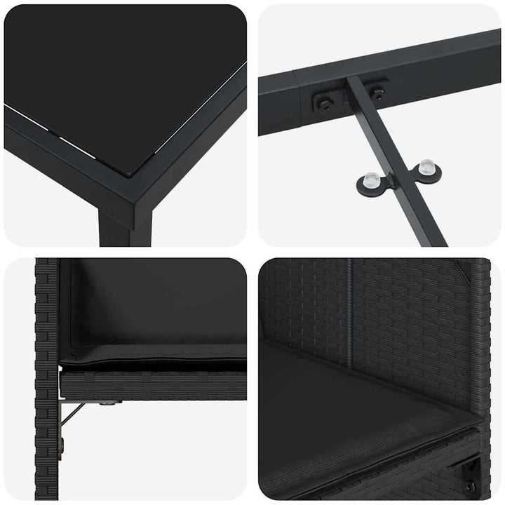 Have Spisebordssæt med pude 5 pcs Sort Poly rattan