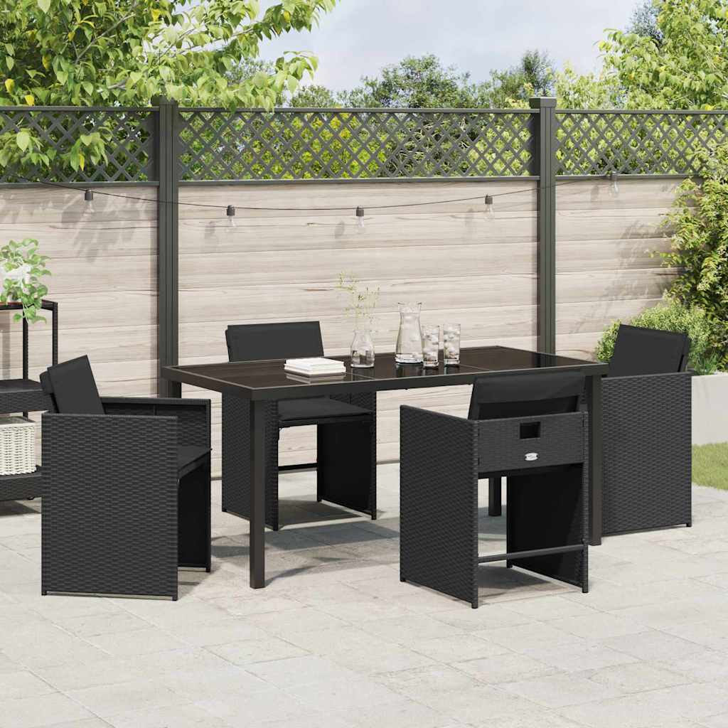Have Spisebordssæt med pude 5 pcs Sort Poly rattan