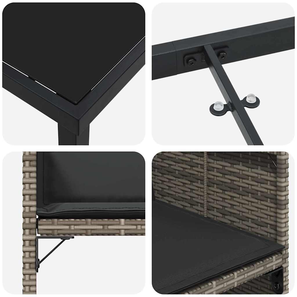 Have Spisebordssæt med pude 5 pcs Grå Poly rattan