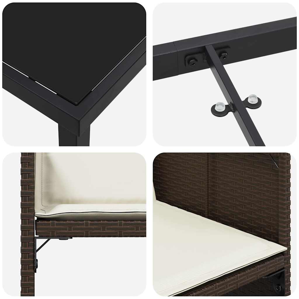 Have Spisebordssæt med pude 5 pcs Brun Poly rattan