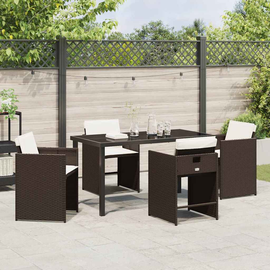 Have Spisebordssæt med pude 5 pcs Brun Poly rattan