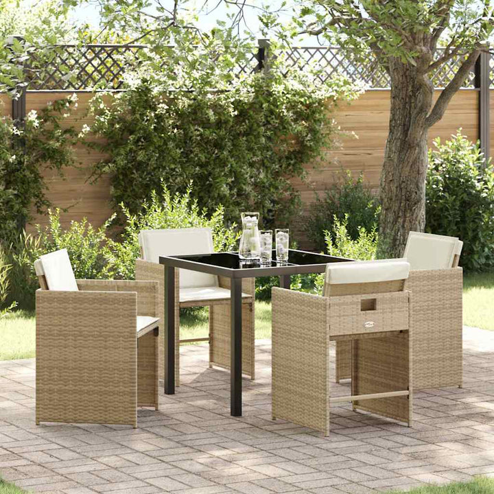 Have Spisebordssæt med pude 5 pcs Beige Poly rattan