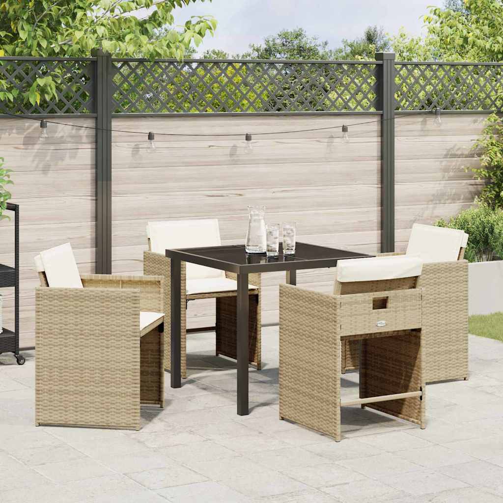 Have Spisebordssæt med pude 5 pcs Beige Poly rattan