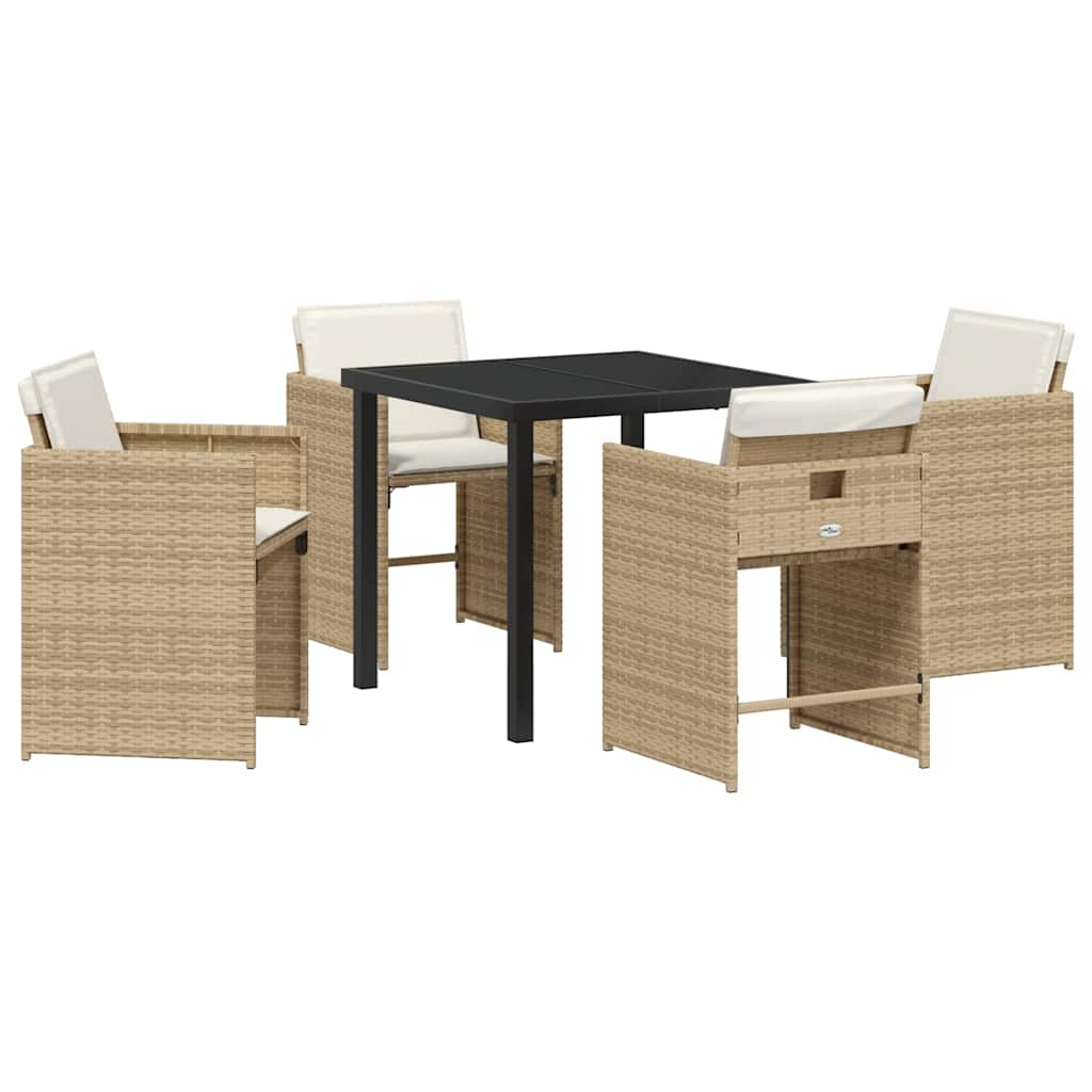 Have Spisebordssæt med pude 5 pcs Beige Poly rattan