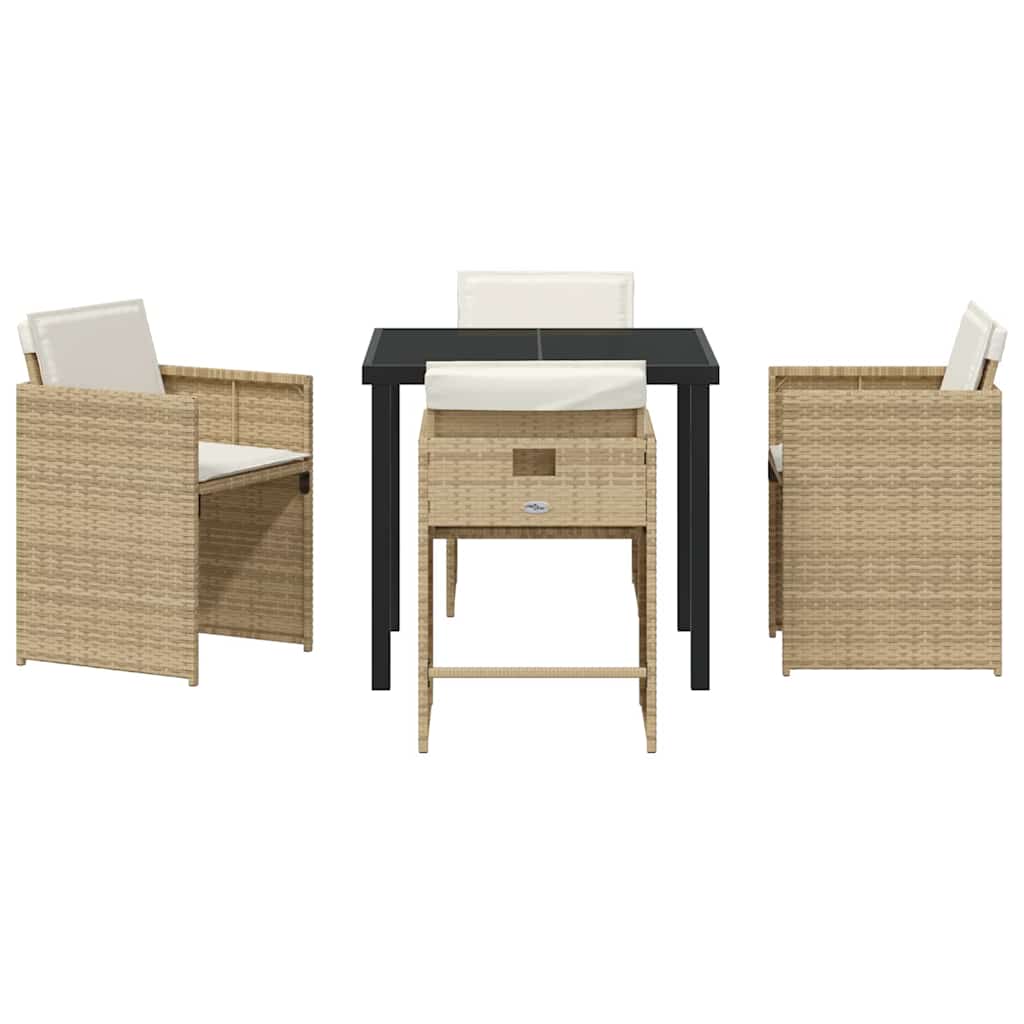 Have Spisebordssæt med pude 5 pcs Beige Poly rattan