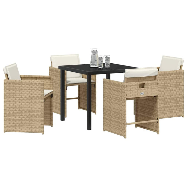 Have Spisebordssæt med pude 5 pcs Beige Poly rattan