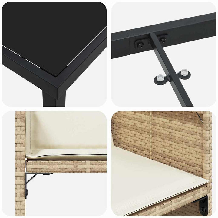 Have Spisebordssæt med pude 5 pcs Beige Poly rattan