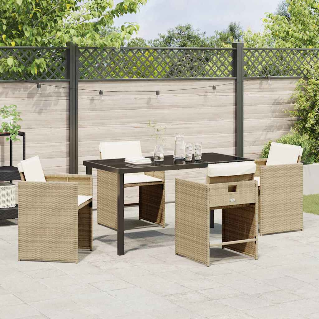 Have Spisebordssæt med pude 5 pcs Beige Poly rattan