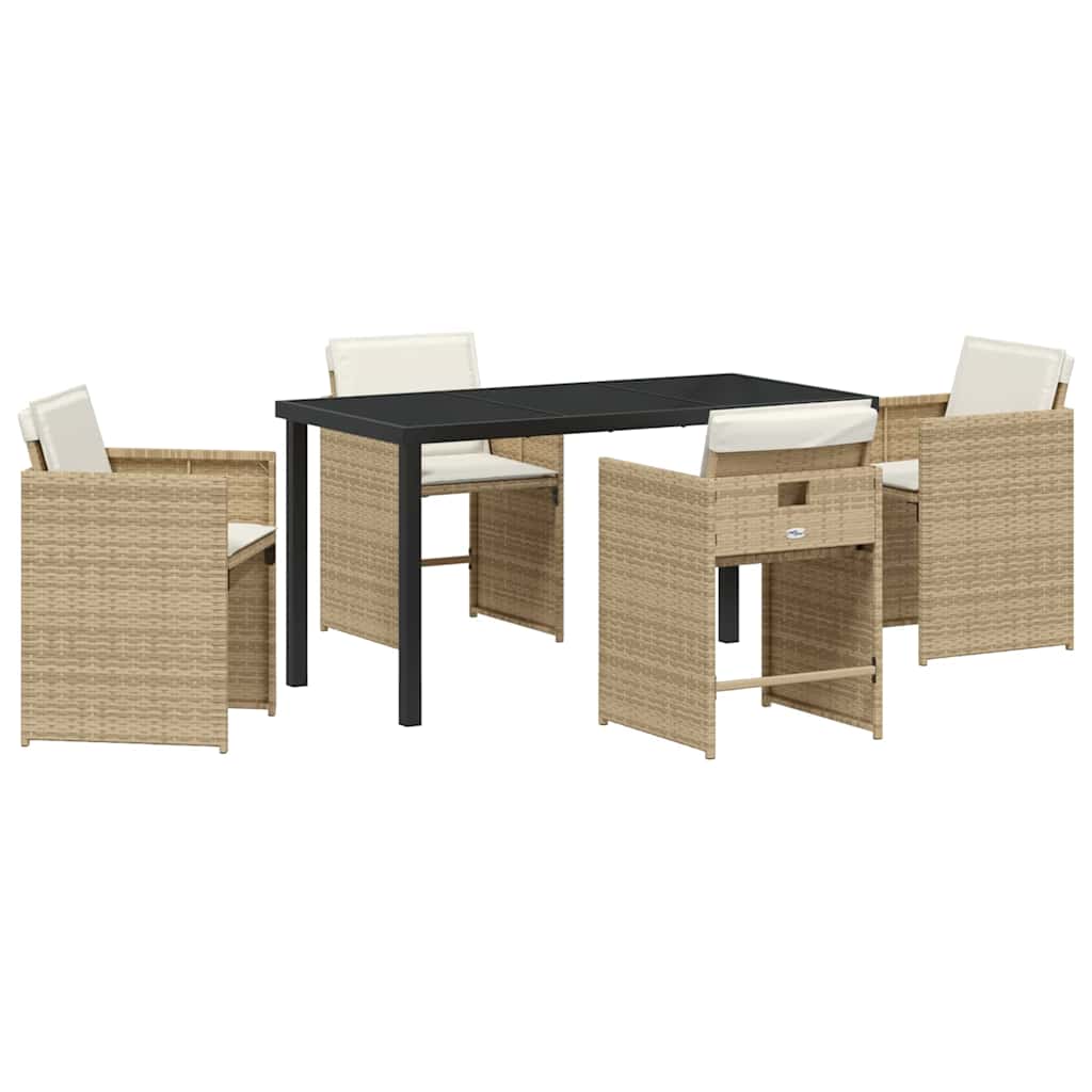 Have Spisebordssæt med pude 5 pcs Beige Poly rattan
