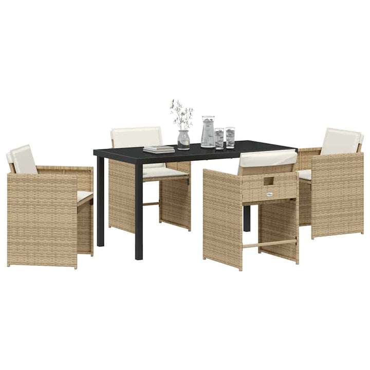 Have Spisebordssæt med pude 5 pcs Beige Poly rattan
