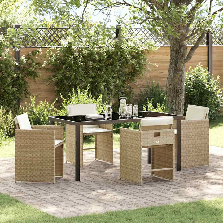 Have Spisebordssæt med pude 5 pcs Beige Poly rattan