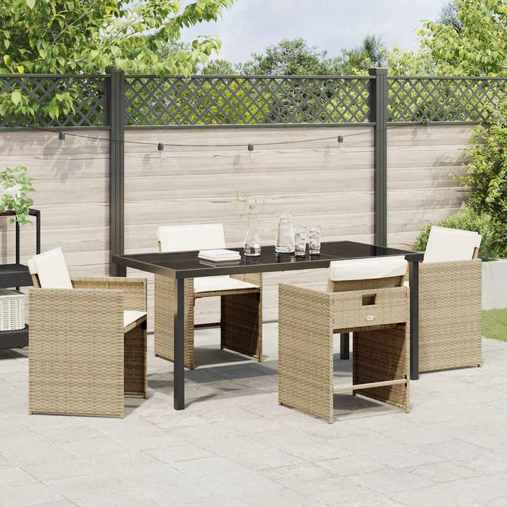 Have Spisebordssæt med pude 5 pcs Beige Poly rattan