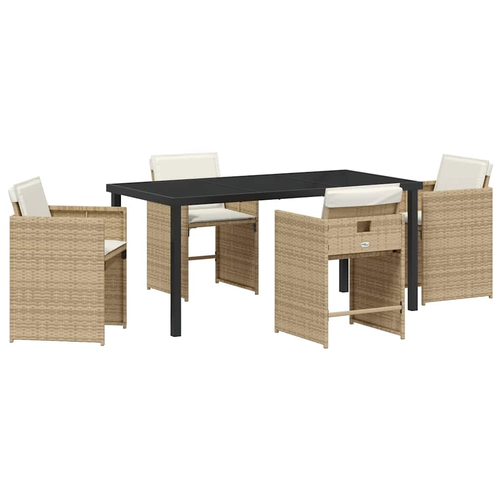Have Spisebordssæt med pude 5 pcs Beige Poly rattan
