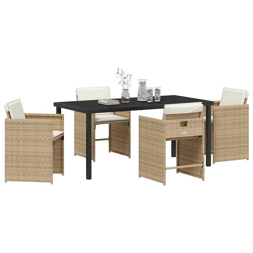 Have Spisebordssæt med pude 5 pcs Beige Poly rattan