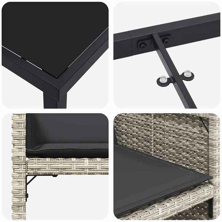 Have Spisebordssæt med pude 5 pcs Lysegrå Poly rattan