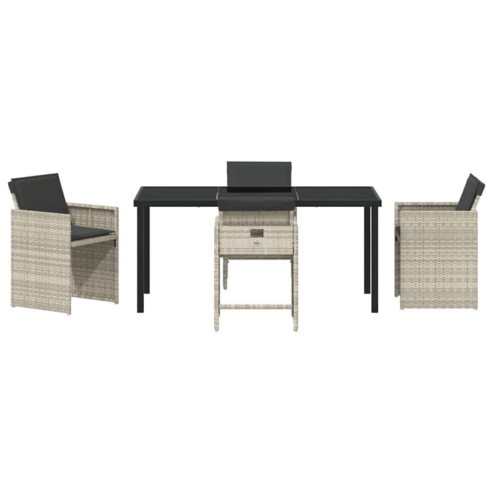 Have Spisebordssæt med pude 5 pcs Lysegrå Poly rattan