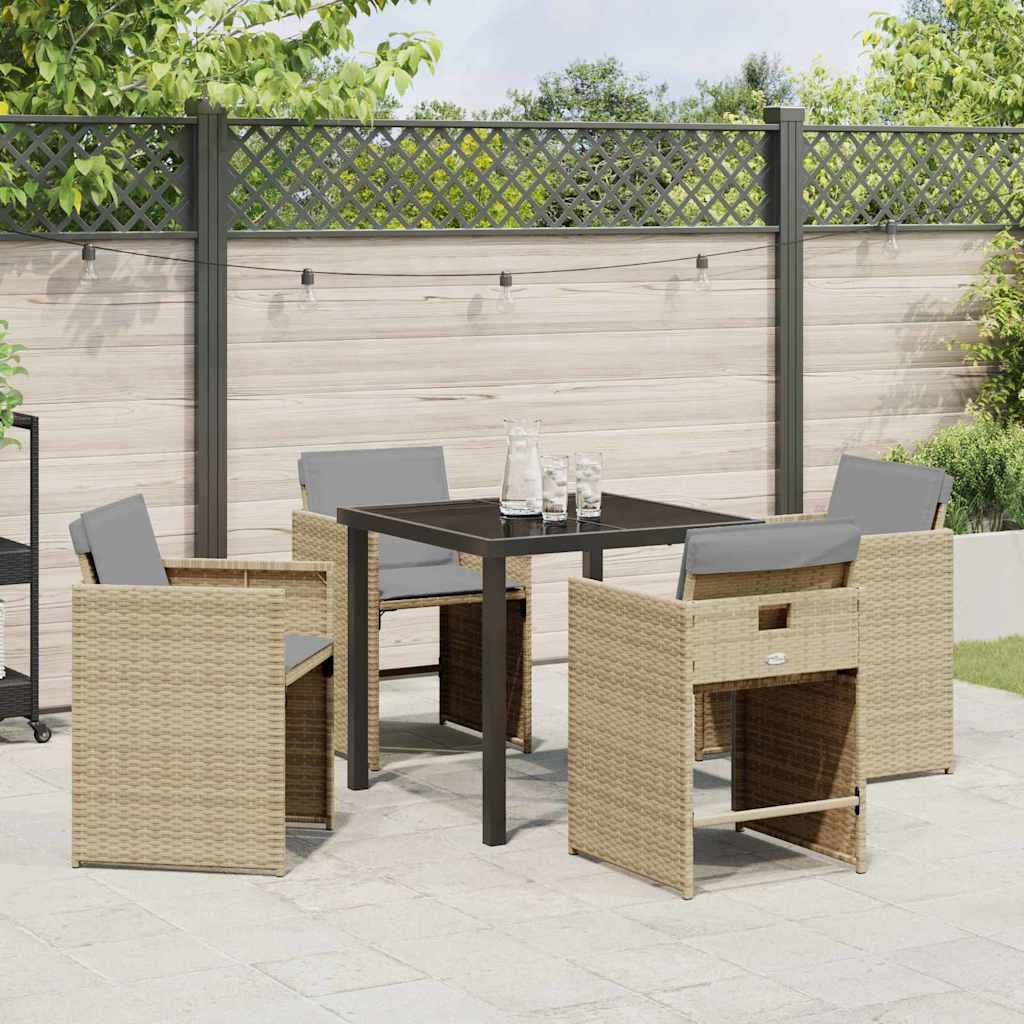 Have Spisebordssæt med pude 5 pcs Beige Poly rattan