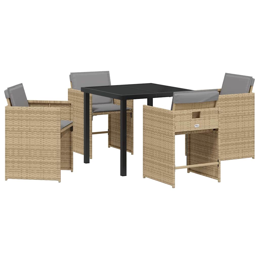 Have Spisebordssæt med pude 5 pcs Beige Poly rattan