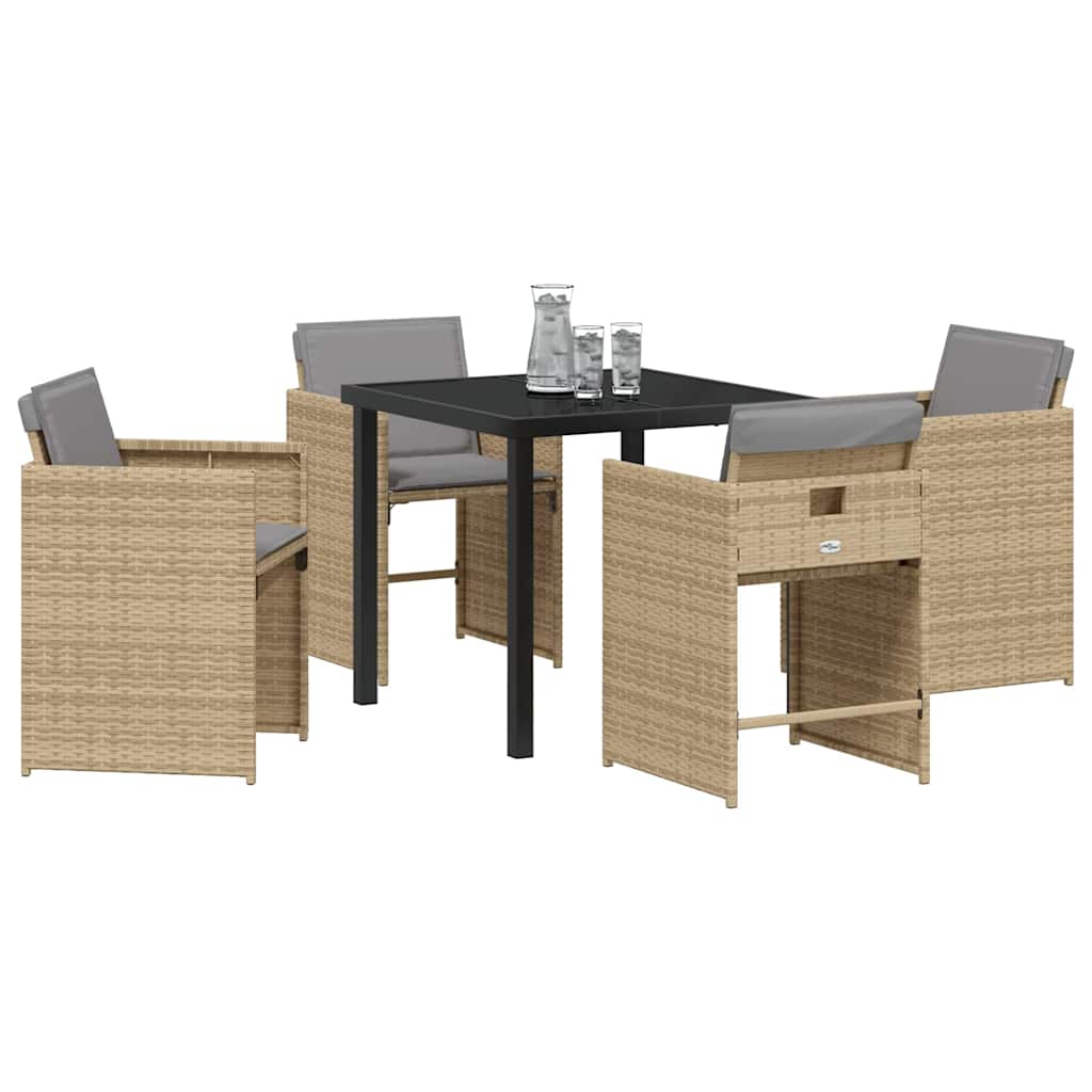 Have Spisebordssæt med pude 5 pcs Beige Poly rattan