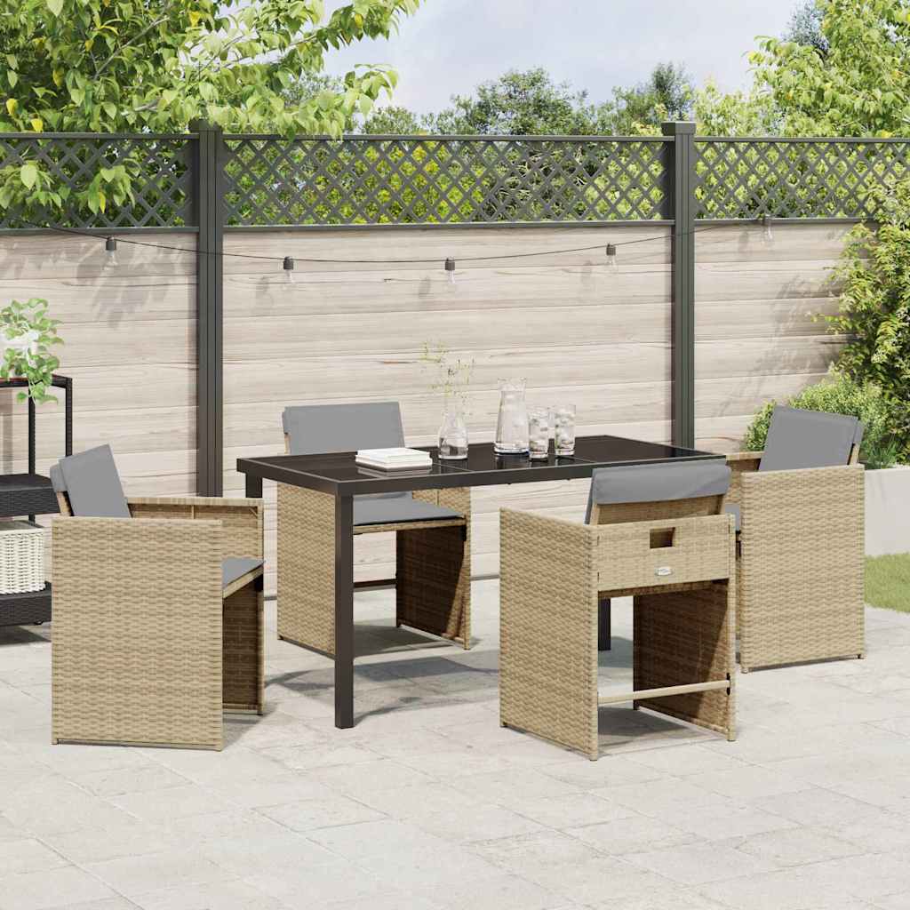 Have Spisebordssæt med pude 5 pcs Beige Poly rattan
