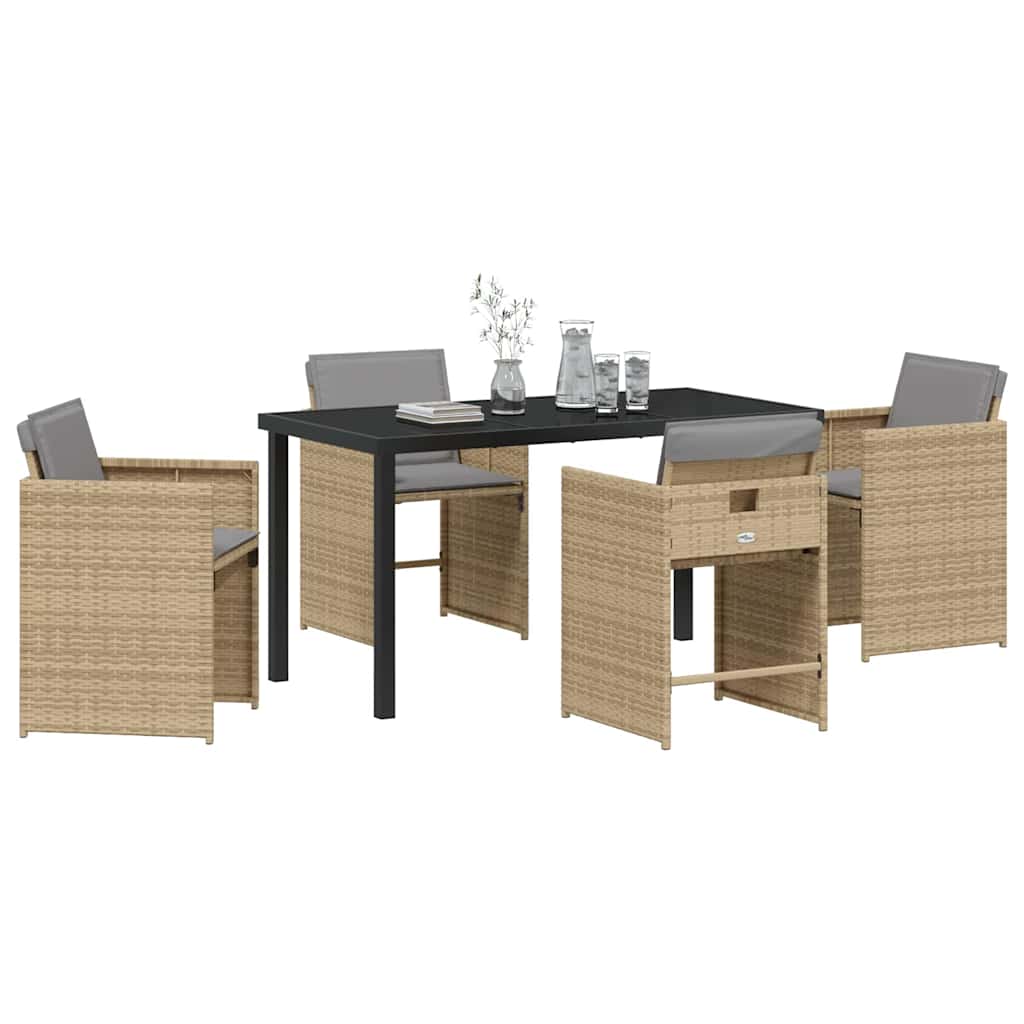 Have Spisebordssæt med pude 5 pcs Beige Poly rattan