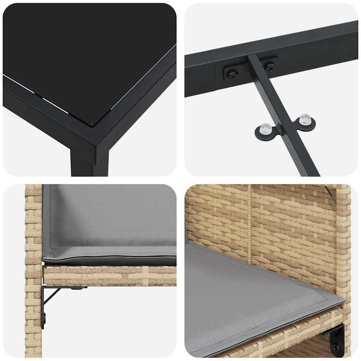 Have Spisebordssæt med pude 5 pcs Beige Poly rattan