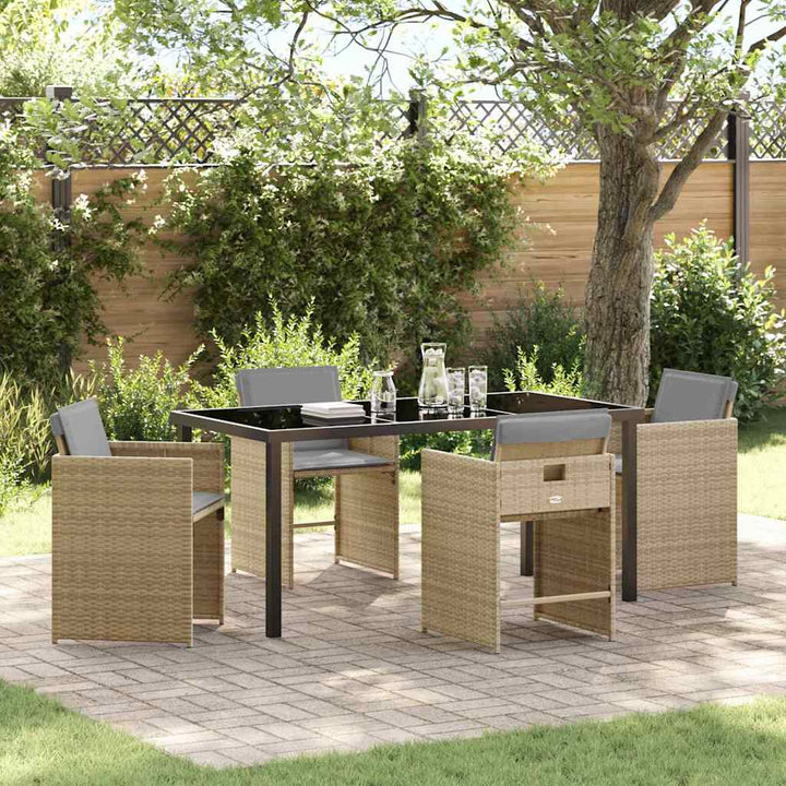 Have Spisebordssæt med pude 5 pcs Beige Poly rattan