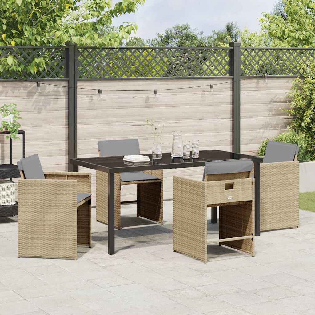 Have Spisebordssæt med pude 5 pcs Beige Poly rattan