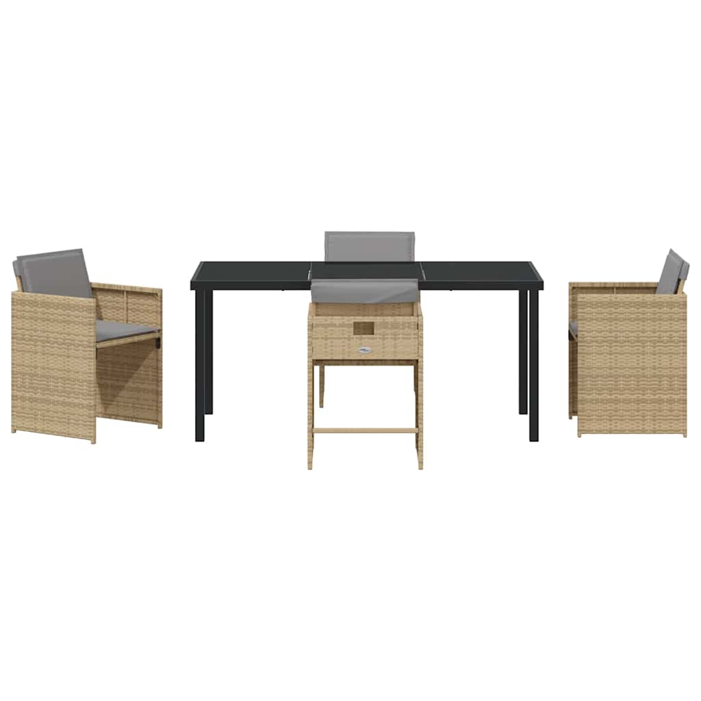 Have Spisebordssæt med pude 5 pcs Beige Poly rattan