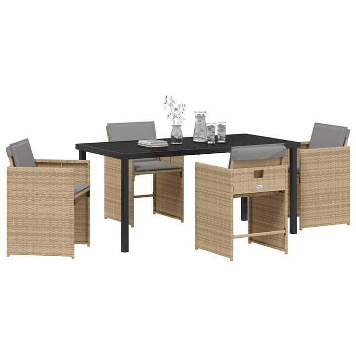 Have Spisebordssæt med pude 5 pcs Beige Poly rattan
