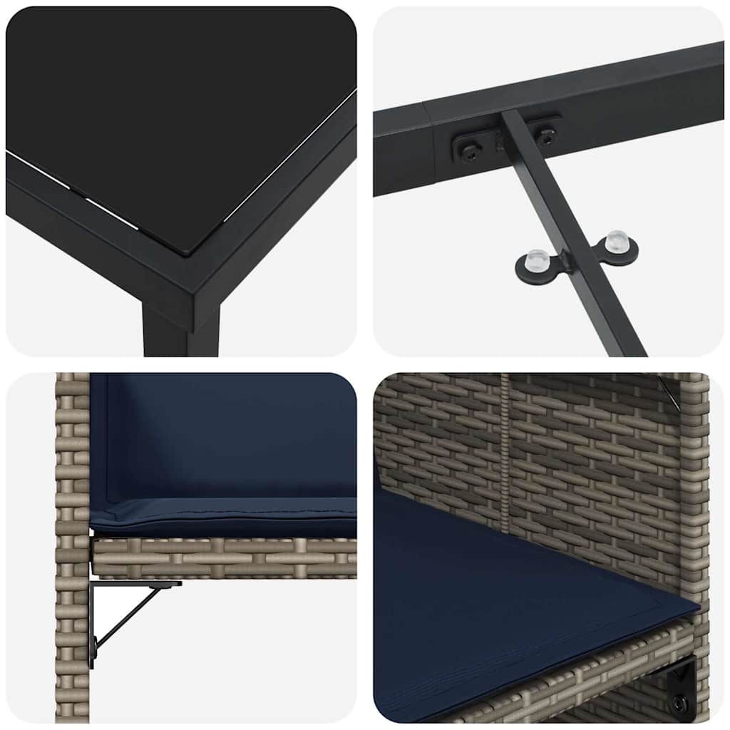 Have Spisebordssæt med pude 5 pcs Grå Poly rattan