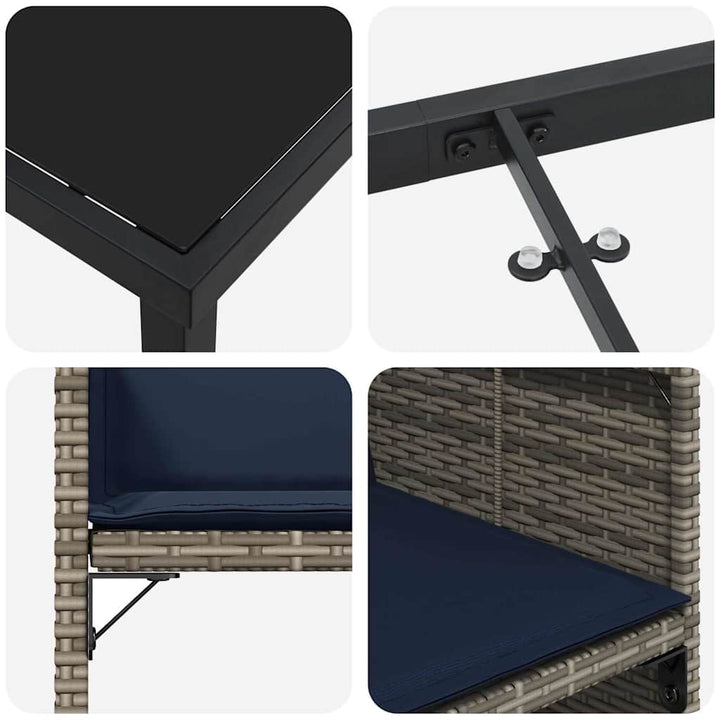 Have Spisebordssæt med pude 5 pcs Grå Poly rattan