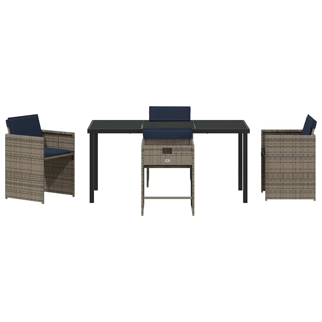 Have Spisebordssæt med pude 5 pcs Grå Poly rattan