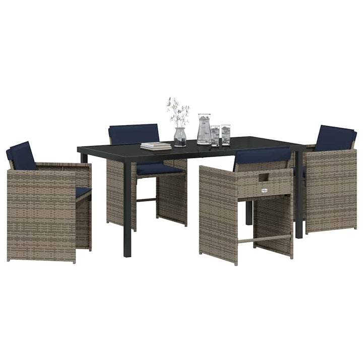 Have Spisebordssæt med pude 5 pcs Grå Poly rattan