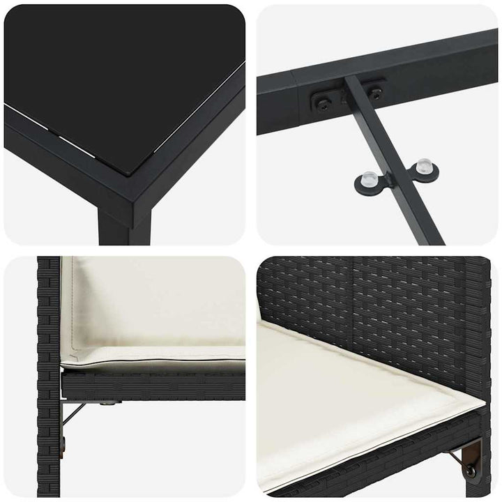 Have Spisebordssæt med pude 5 pcs Sort Poly rattan