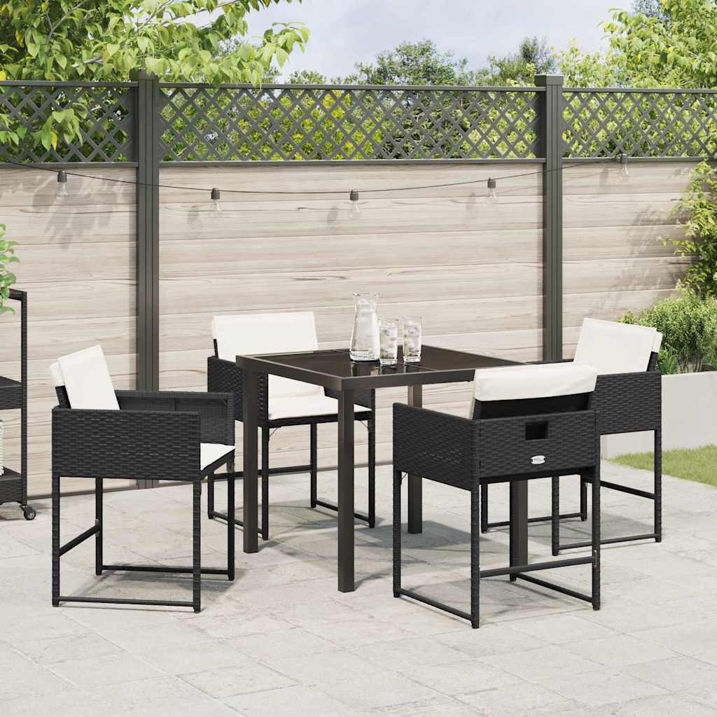 Have Spisebordssæt med pude 5 pcs Sort Poly rattan