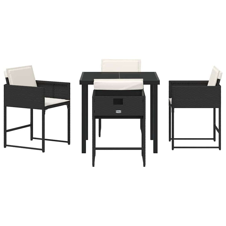 Have Spisebordssæt med pude 5 pcs Sort Poly rattan