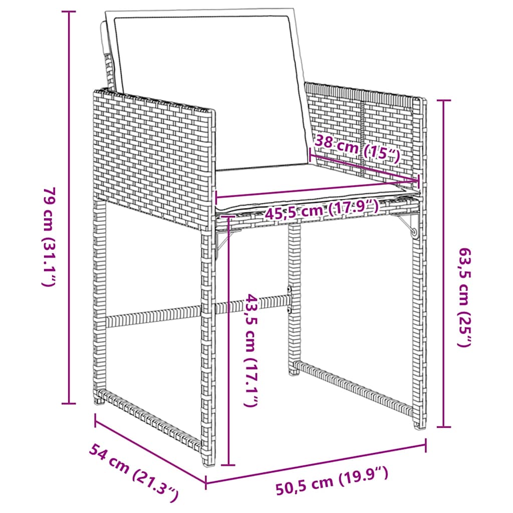 Have Spisebordssæt med pude 5 pcs Sort Poly rattan