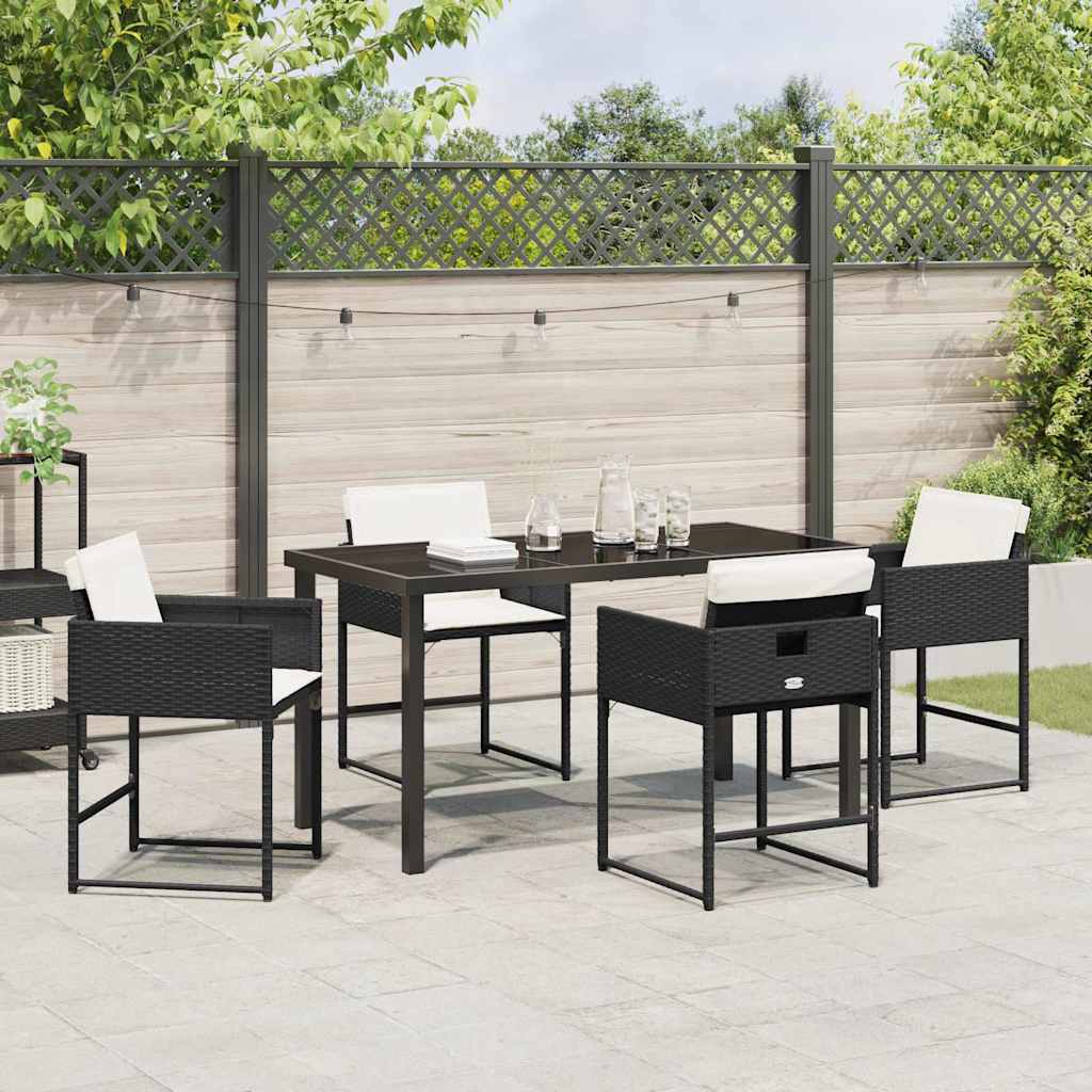 Have Spisebordssæt med pude 5 pcs Sort Poly rattan