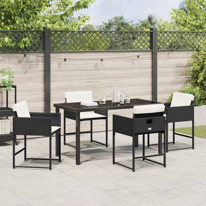 Have Spisebordssæt med pude 5 pcs Sort Poly rattan