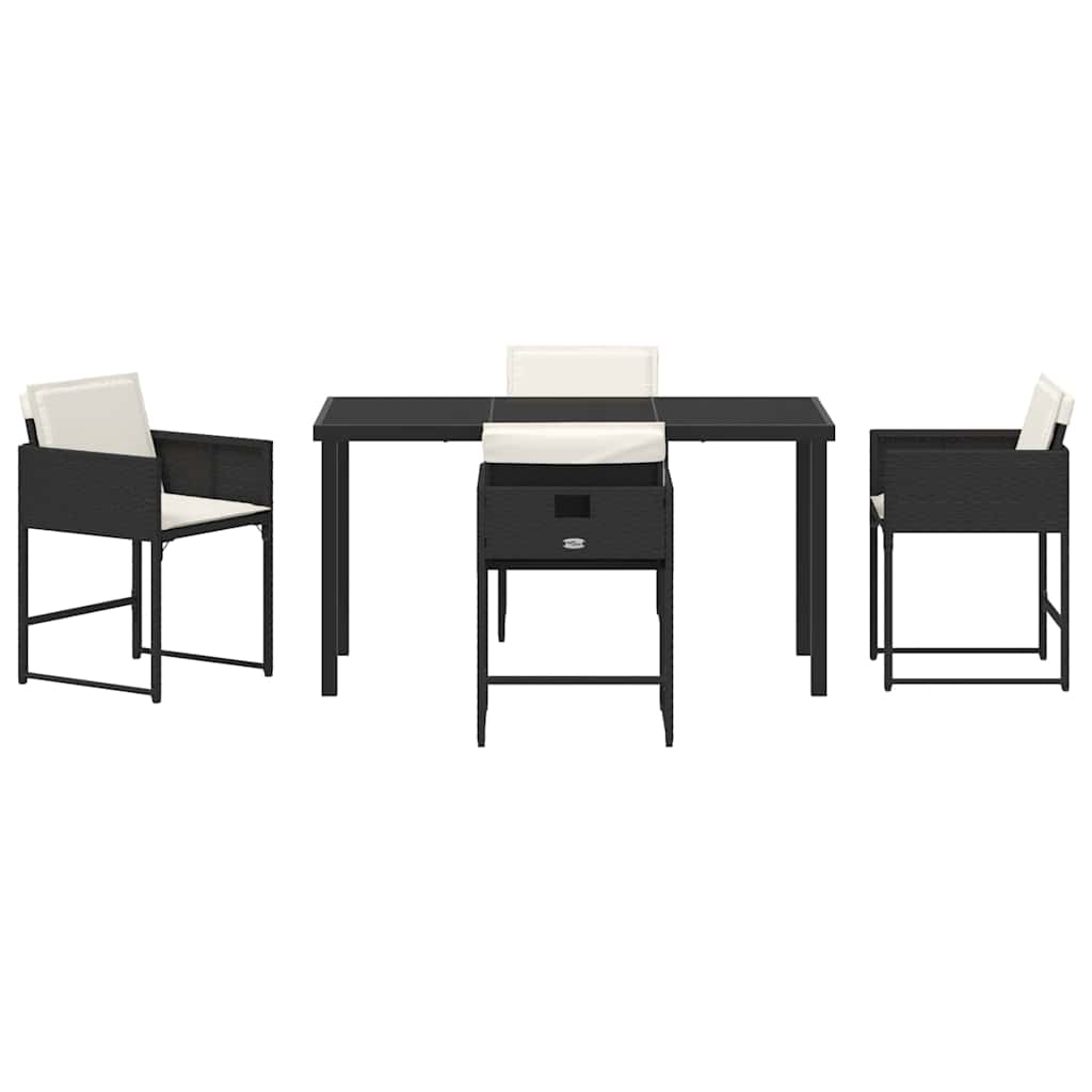 Have Spisebordssæt med pude 5 pcs Sort Poly rattan