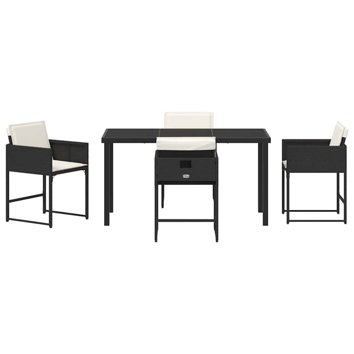 Have Spisebordssæt med pude 5 pcs Sort Poly rattan